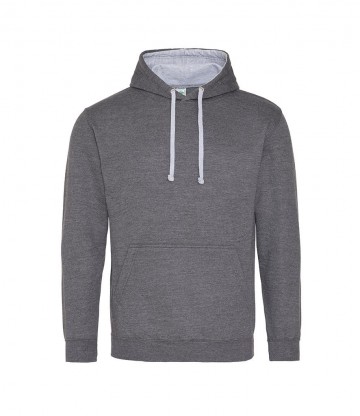 JH003 AWDis Varsity Hoodie Houtskool / Heather grijs