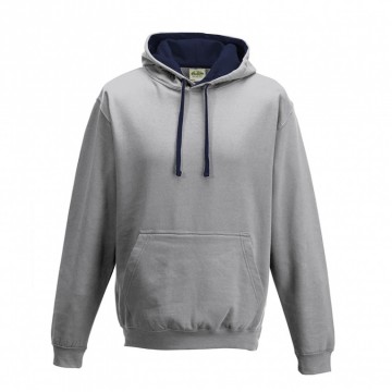 JH003 AWDis Varsity Hoodie Heather grijs / Frans marineblauw