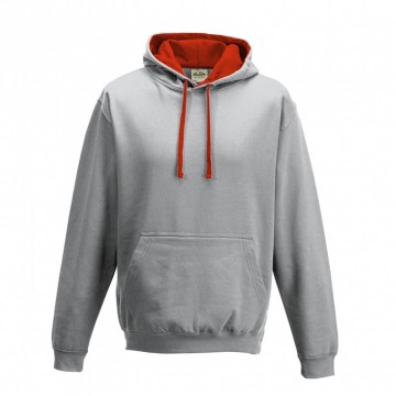 JH003 AWDis Varsity Hoodie Heather grijs / Vuurrood