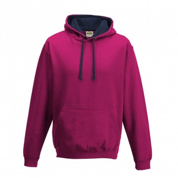 JH003 AWDis Varsity Hoodie Warm roze / Frans marineblauw
