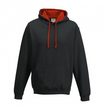 JH003 AWDis Varsity Hoodie Jet zwart / Vuurrood