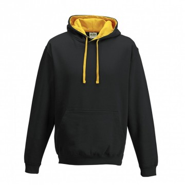 JH003 AWDis Varsity Hoodie Jet zwart / Goudgeel