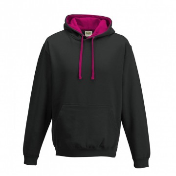 JH003 AWDis Varsity Hoodie Jet zwart / Warm roze