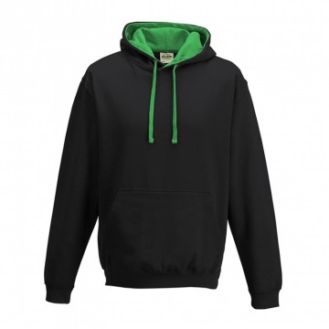 JH003 AWDis Varsity Hoodie Jet zwart / Kelly groen