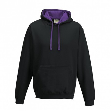 JH003 AWDis Varsity Hoodie Jet zwart / Paars
