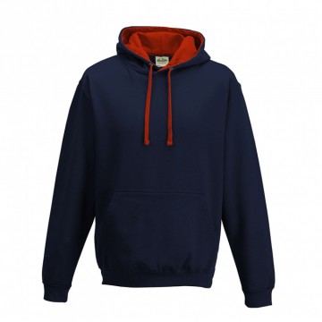 JH003 AWDis Varsity Hoodie Nieuw frans marineblauw / Vuurrood