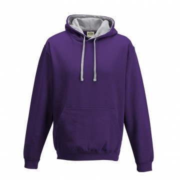 JH003 AWDis Varsity Hoodie Paars / Heather grijs