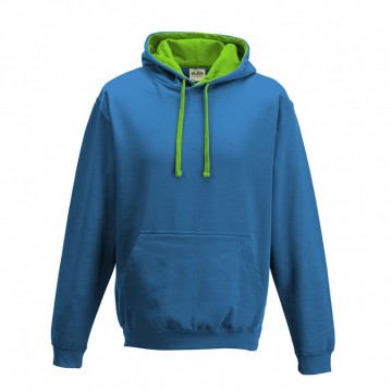 JH003 AWDis Varsity Hoodie Saffierblauw / Limoengroen