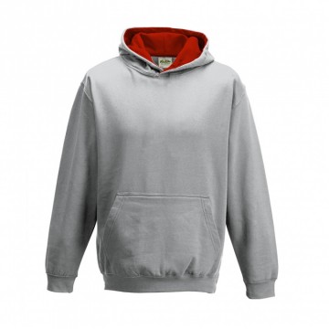 JH003J Varsity Hoodie Heather grijs / Vuurrood