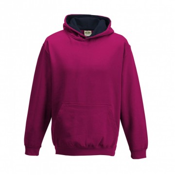 JH003J Varsity Hoodie Warm roze / Frans marineblauw