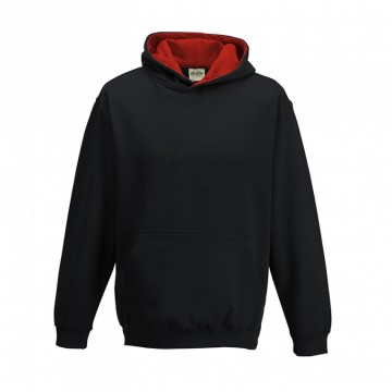 JH003J Varsity Hoodie  Jet zwart / Vuurrood