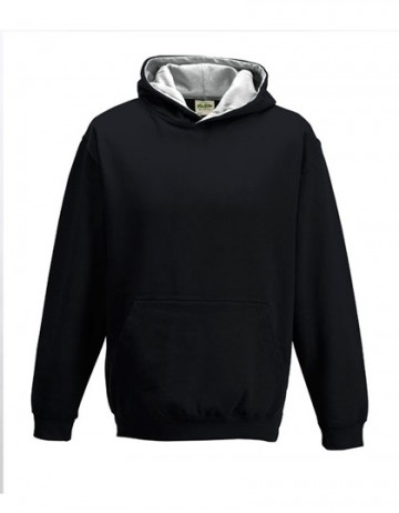 JH003J Varsity Hoodie Jet zwart / Heather grijs