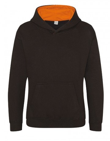 JH003J Varsity Hoodie jet zwart oranje roest