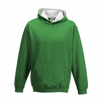 JH003J Varsity Hoodie Kelly groen / Artic wit