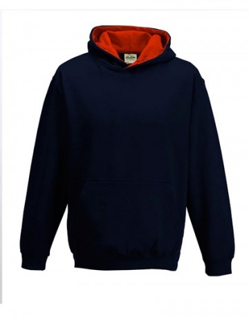 JH003J Varsity Hoodie Frans marineblauw / Vuurrood