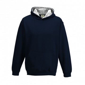 JH003J Varsity Hoodie Frans marineblauw / Heather grijs
