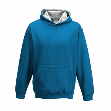 JH003J Varsity Hoodie Saffierblauw / Heather grijs