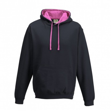JH003 AWDis Varsity Hoodie Oxford marineblauw / Candyfloss roze