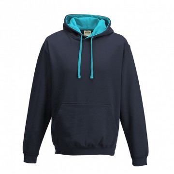 JH003 AWDis Varsity Hoodie Oxford marineblauw / Hawaii blauw