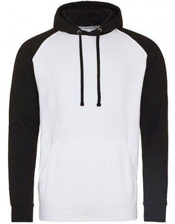 JH009 Baseball Hoodie artic wit jet zwart