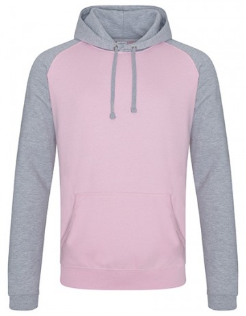 JH009 Baseball Hoodie baby roze heather grijs