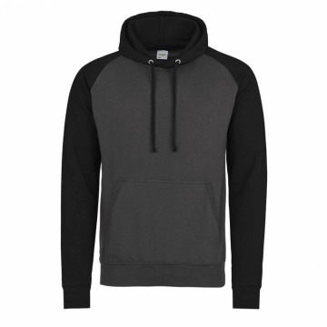 JH009 Baseball Hoodie Houtskool grijs / Jet zwart