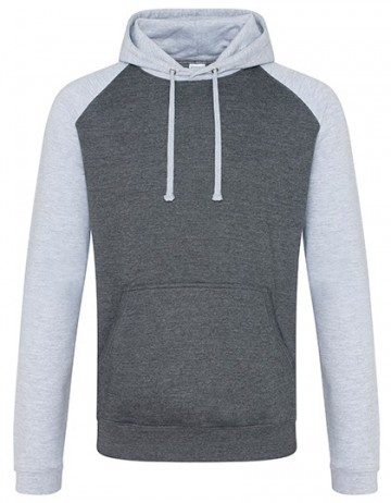 JH009 Baseball Hoodie houtskool grijs heather grijs
