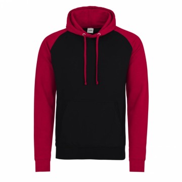 JH009 Baseball Hoodie Jet zwart / Vuurrood