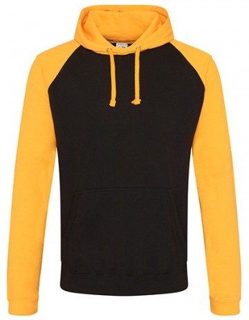 JH009 Baseball Hoodie jet zwart goudgeel