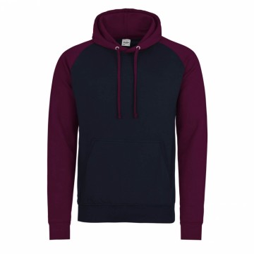 JH009 Baseball Hoodie Oxford marineblauw / Bourgogne rood