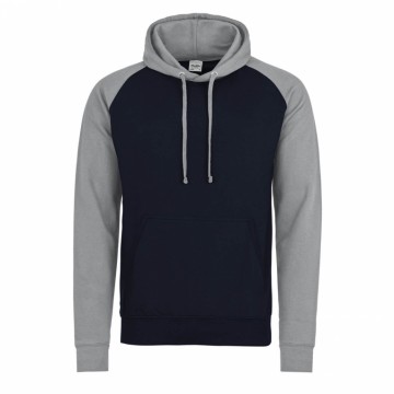 JH009 Baseball Hoodie Oxford marineblauw / Heather grijs