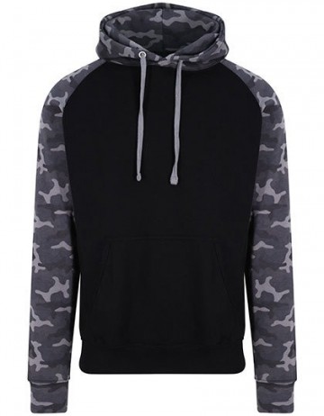 JH009 Baseball Hoodie zwart zwart camo