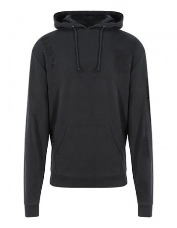 JH019 AWDis Distressed hoodie jet black