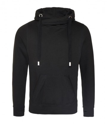 JH021 Cross Neck Hoodie jet zwart