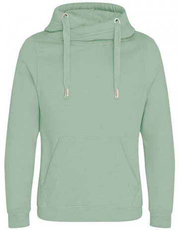 JH021 Cross Neck Hoodie stoffig groen