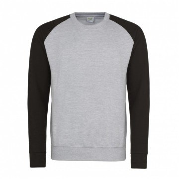 JH033 Baseball Sweat Heather grijs / Jet zwart