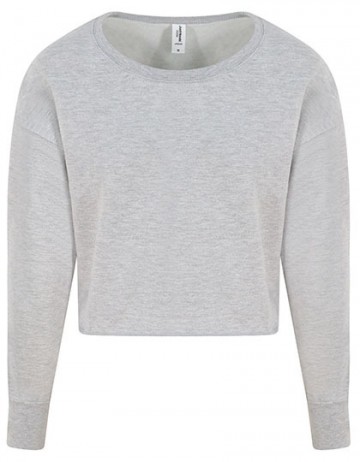 JH035 AWDis dames Cropped sweat heather grey