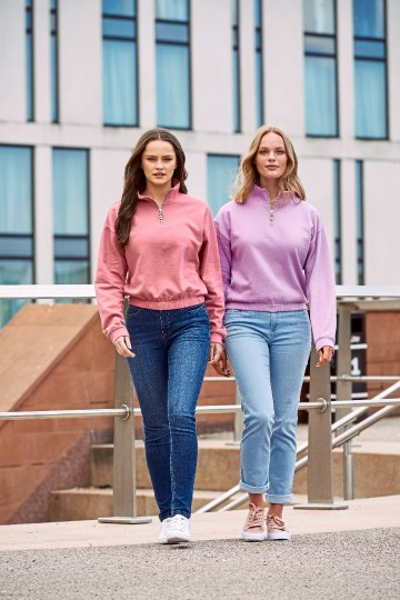 JH037 AWDis dames Cropper sweat met 1/4 Zip