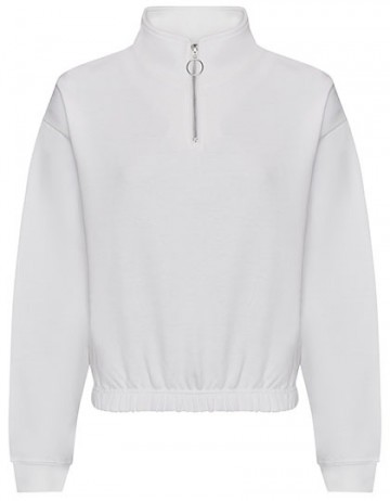 JH037 AWDis dames Cropper sweat met 1/4 Zip arctic white