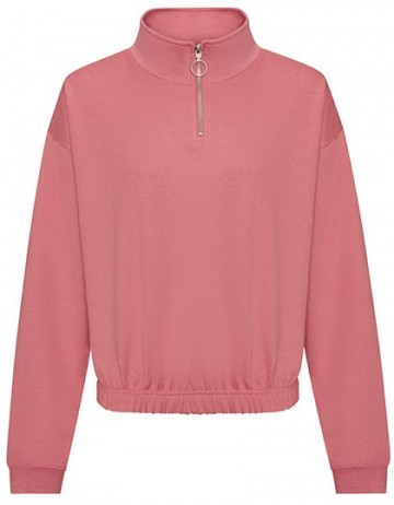 JH037 AWDis dames Cropper sweat met 1/4 Zip dusty rose