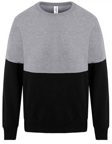 JH038 AWDis Colour Block sweat heather grey / deep black
