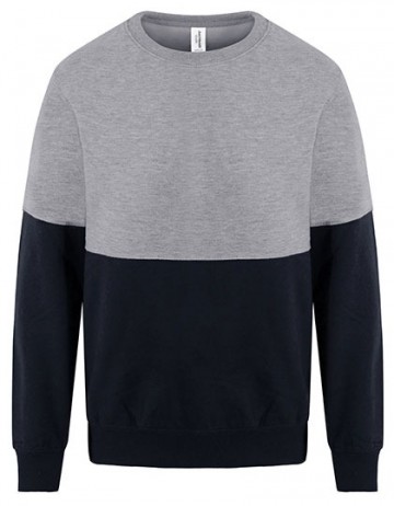JH038 AWDis Colour Block sweat heather grey / new french navy