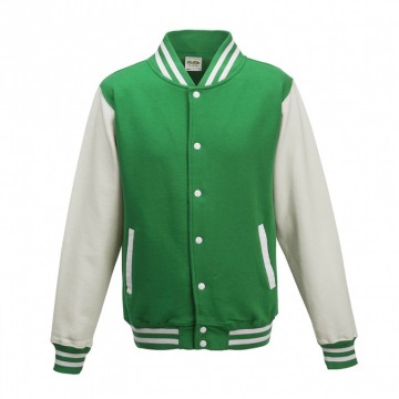 JH043 Varsity Jacket Kelly groen / Wit