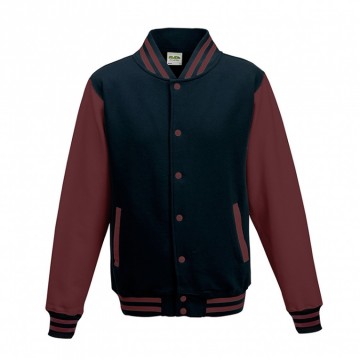 JH043 Varsity Jacket Oxford marineblauw / Burgundy