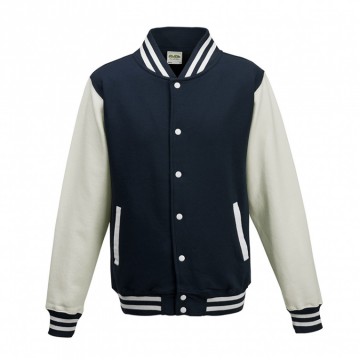 JH043 Varsity Jacket Oxford marineblauw / Wit