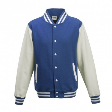 JH043 Varsity Jacket Koningsblauw / Wit