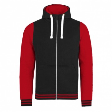 AWDis Urban Varsity Zoodie jetblack firered
