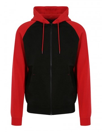 JH063 AWDis Baseball zoodie jet black / fire red
