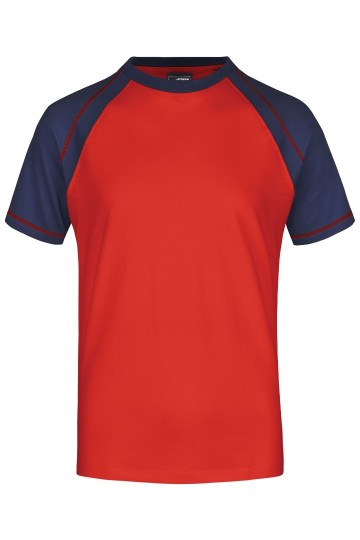 JN Men's Raglan-T JN010 rood marineblauw