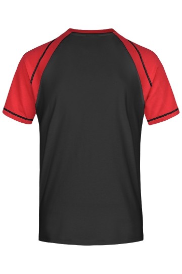 JN Men's Raglan-T JN010 zwart rood rug
